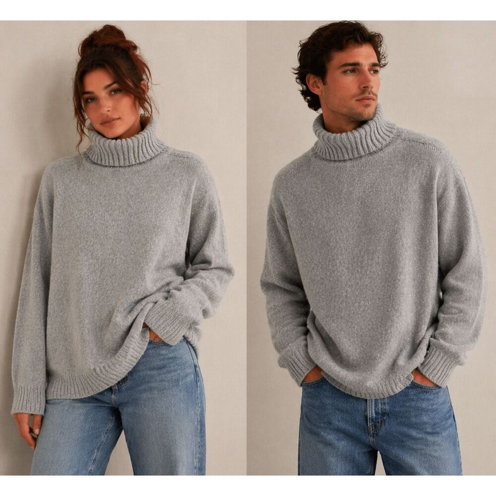Banana Republic Gray Turtleneck Sweater XXL Oversized Unisex NWT